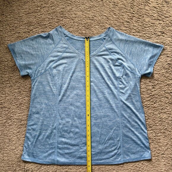 Lane Bryant Livi Active Women T-Shirt 18/20 Blue White V-Neck Short-Sleeve - Picture 6 of 9